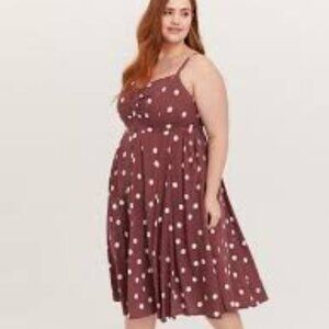 Torrid Size 4 Midi Challis Button-Front Dress - Brown Dot